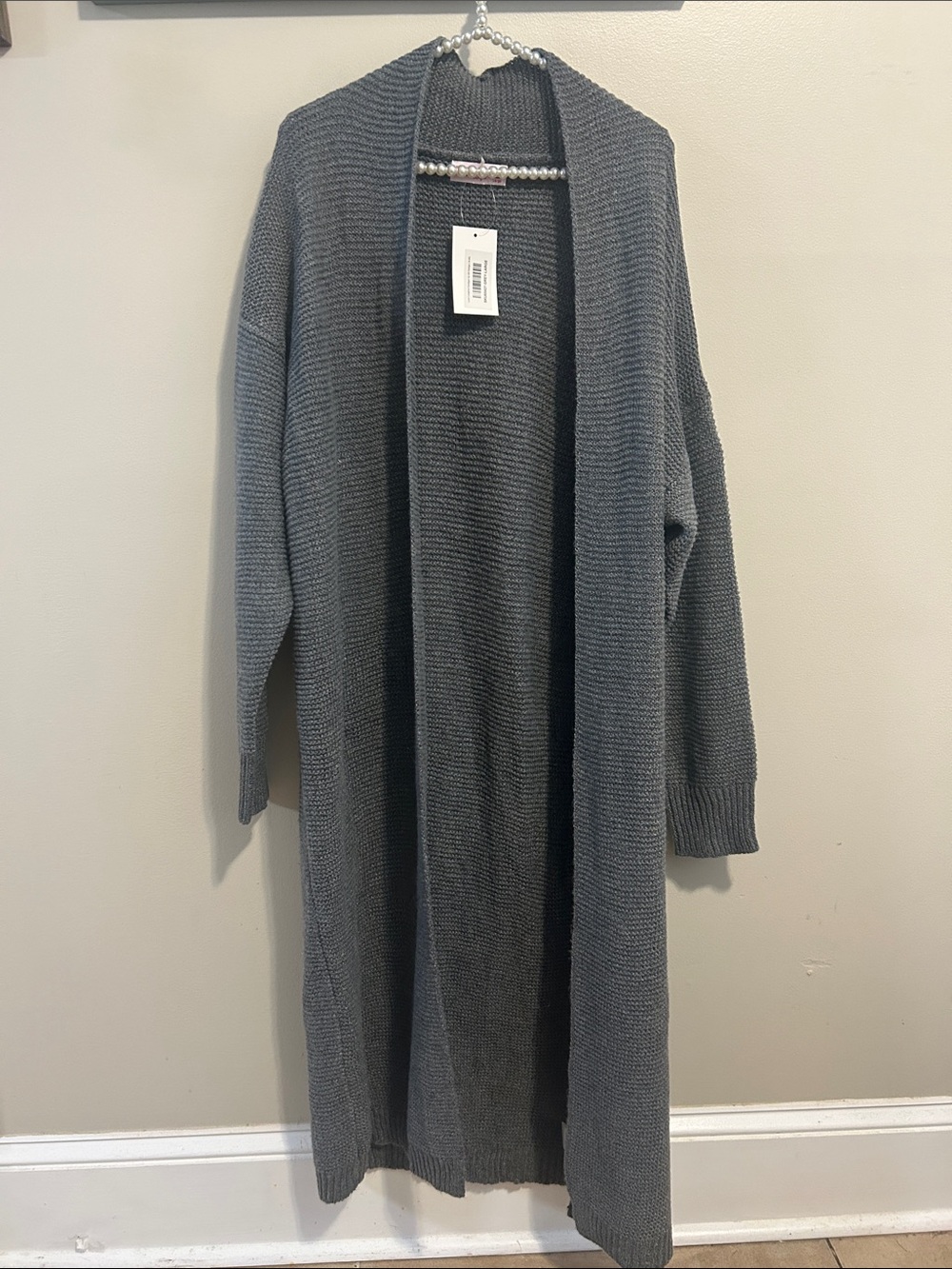 NEW Discount Divas Luxe Longline Cardigan Sweater Gray Large